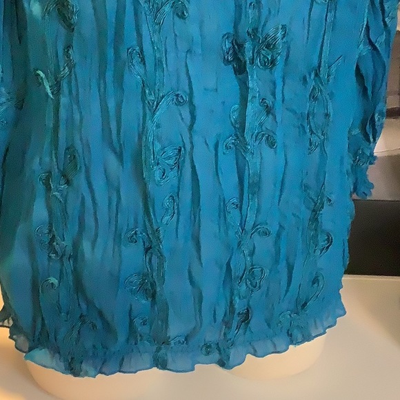 INC International Concepts On/Off Shoulder Gauze Pleated Embroidered Blouse Sz 6 - Picture 7 of 10